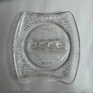 Vintage Holiday Inn Glass Ashtray Square Pebbled Texture Mid Century Modern